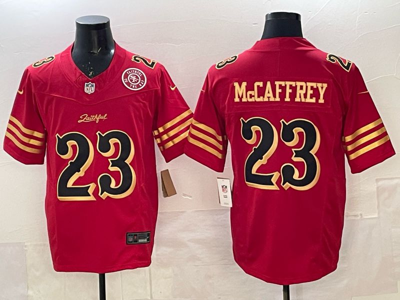 Men 2025 Nike San Francisco 49ers #23 Mccaffrey red gold 5th generation Limited NFL Jersey 006->kansas city chiefs->NFL Jersey